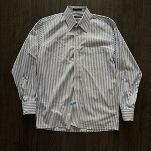 Van Heusen Men's Workwear Shirt with White and Blue Stripes